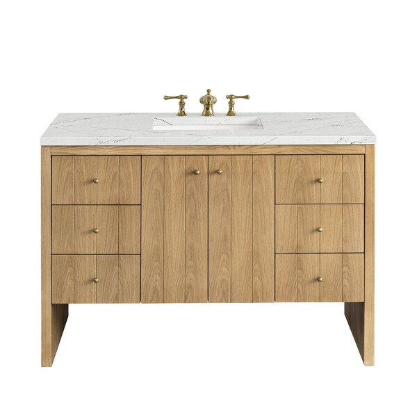 James Martin Vanities Hudson 48in Single Vanity, Light Natural Oak w/ 3 CM Ethereal Noctis Top 435-V48-LNO-3ENC - main